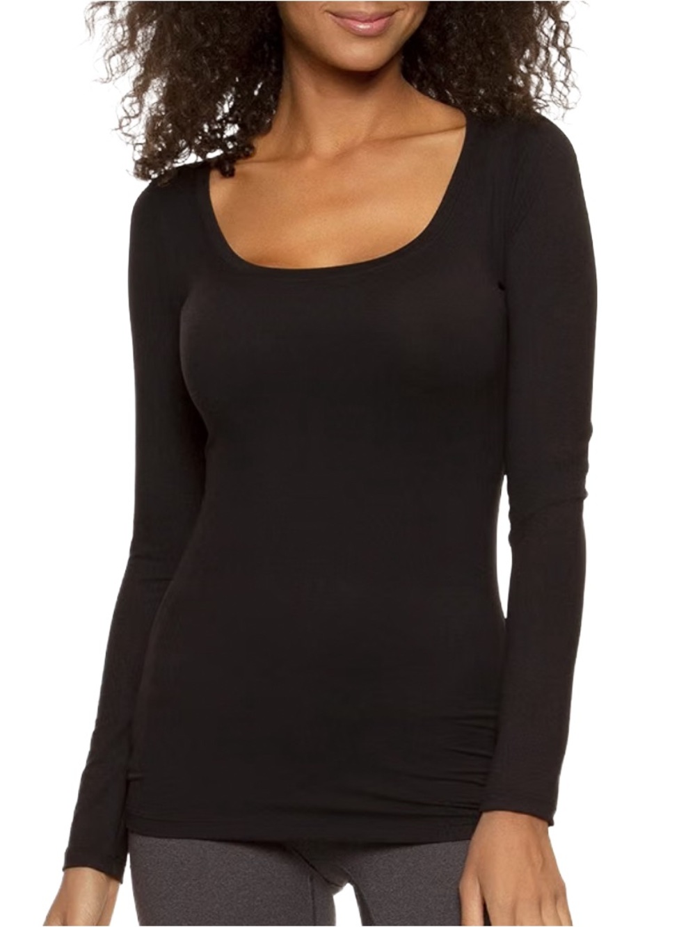 Felina Black Long Sleeve Scoop Neck Top